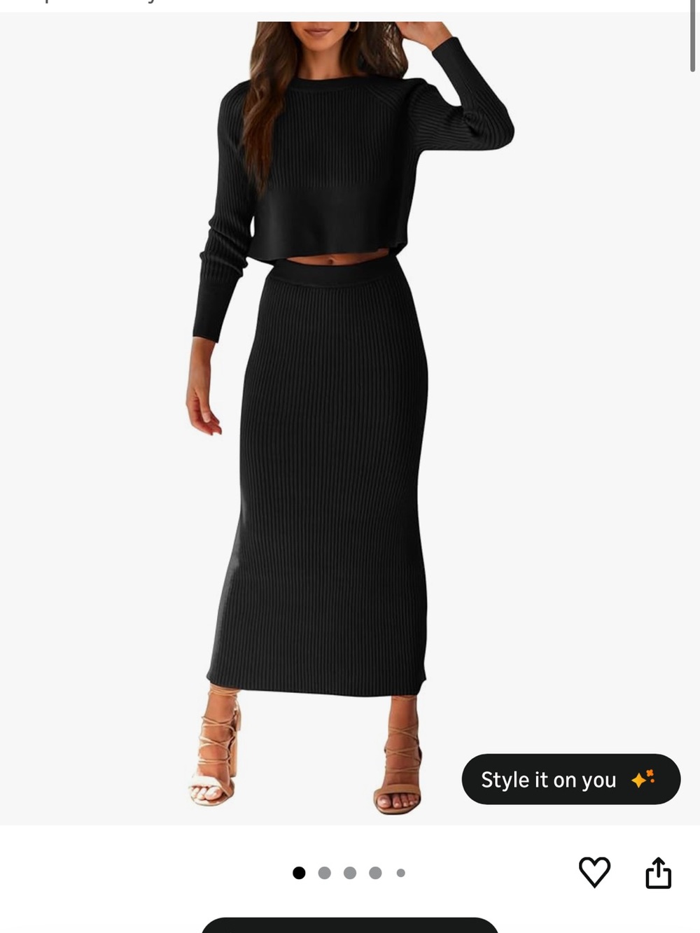 Amazon Black Ribbed Knit Maxi Skirt - Sleek High-Waist Style